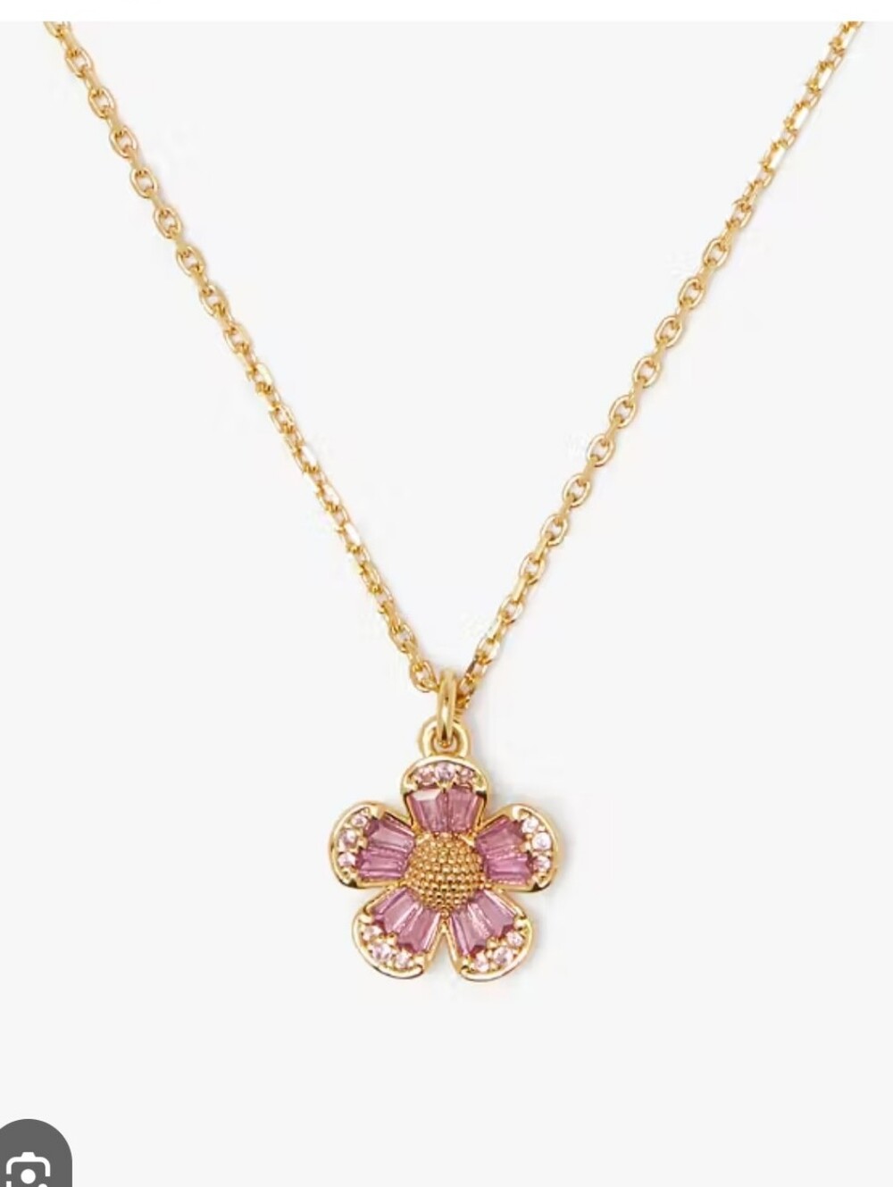 kate spade  Gold-Tone Pink Flower Pendant  Fleurette  Mini Neclace New